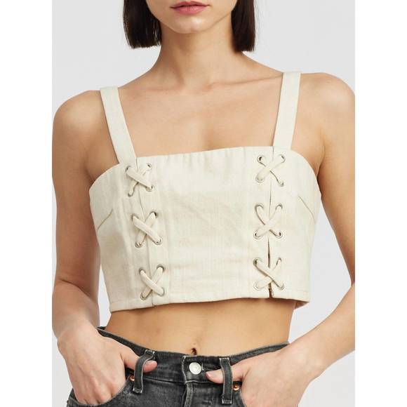 NEW EMORY PARK lace up top in white - Picture 1 of 2